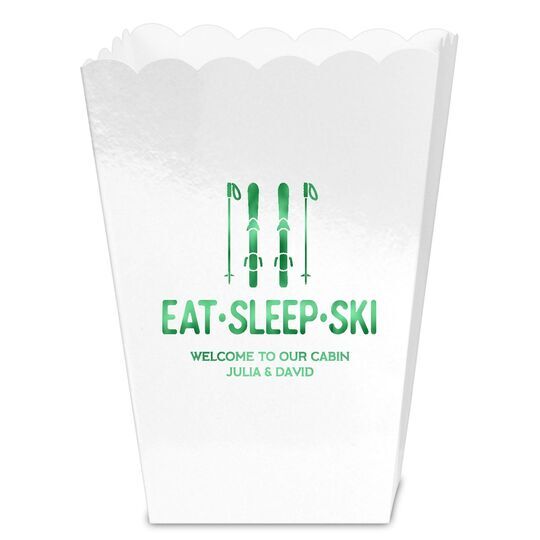 Eat Sleep Ski Mini Popcorn Boxes